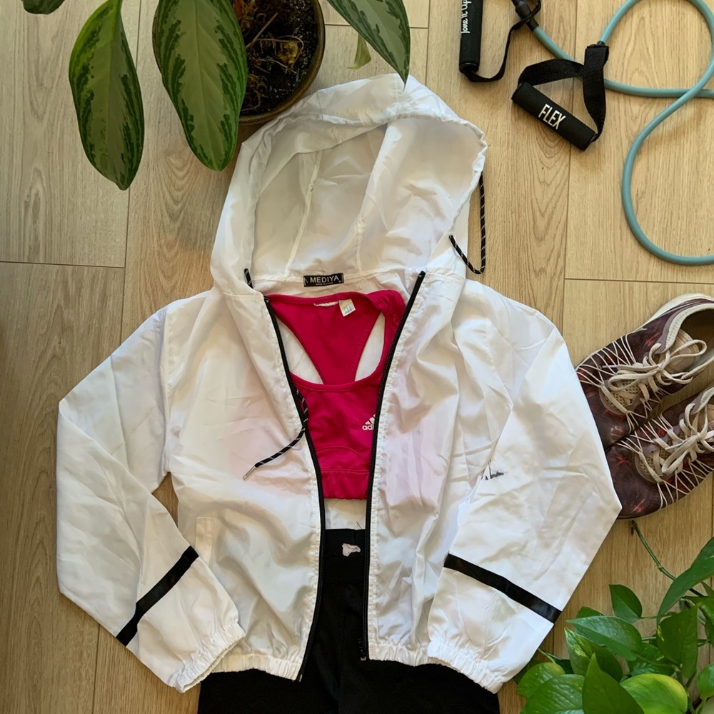 White windbreaker